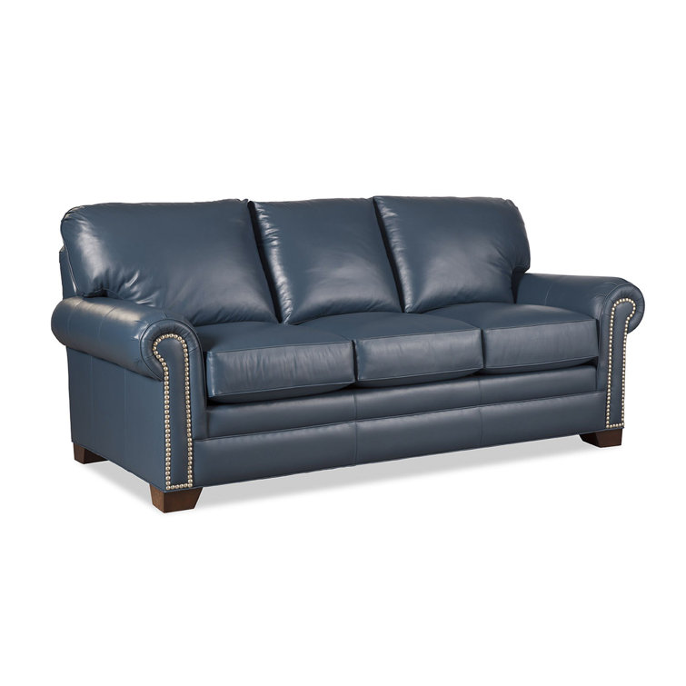 Leather sofa with attached cushions sale